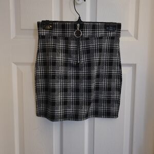 Revamped Black & White Plaid Mini Skirt